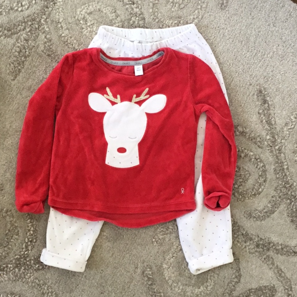 Okaidi 2 pc Christmas velour PJ set 3T